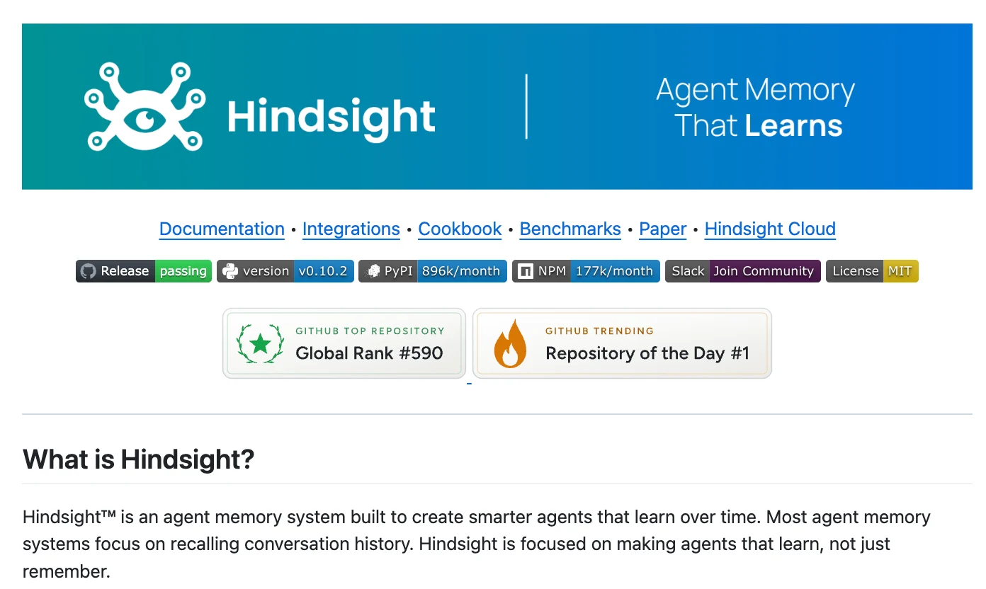 Hindsight: Give AI Agents Long-Term Memory