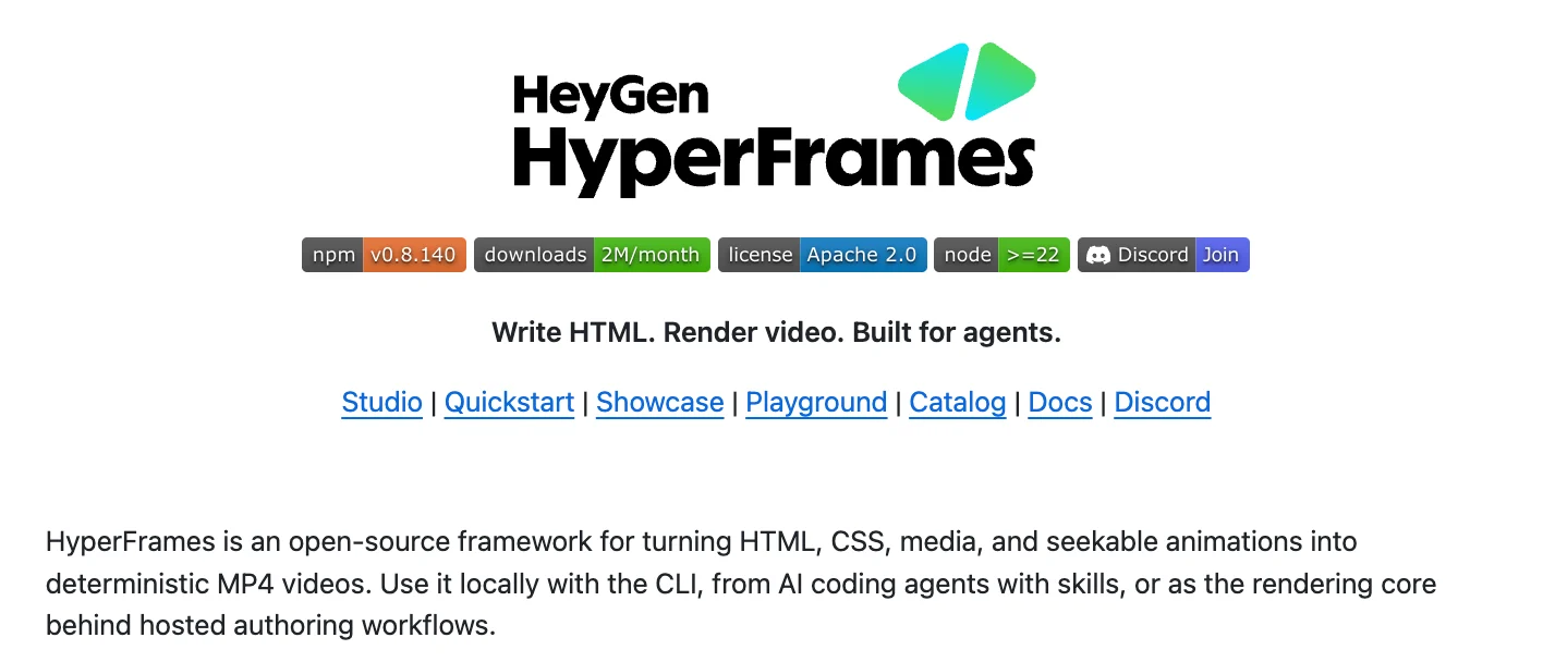 HyperFrames: Turn HTML and Animation into Video